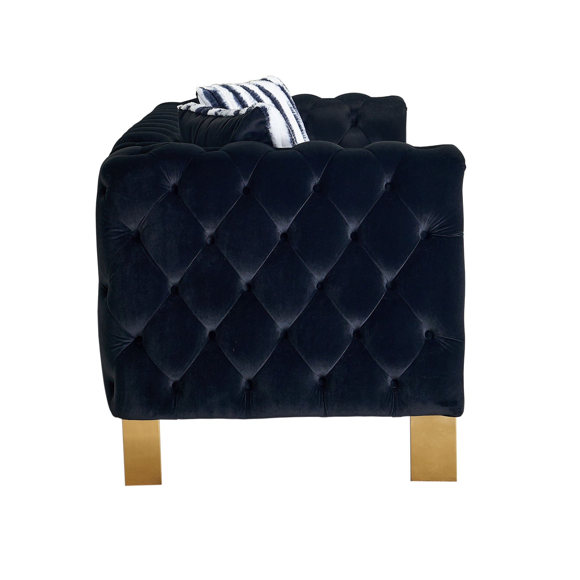 Chesterfield Modern Tufted Velvet Living Room Sofa, 84.25''W Couch,Black - Grand Goldman Shop