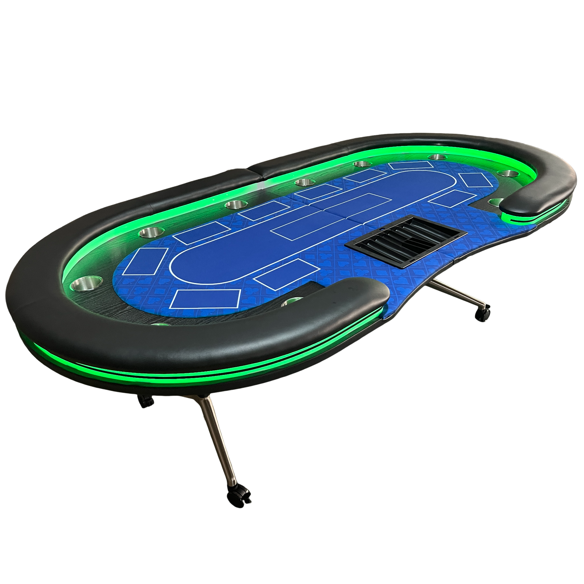 INO Design 94' Fodable Poker Table with Dealer Spot for 10 players, Blue - Grand Goldman