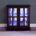 LED Curio Display Cabinet,Antique Display Cabinet with Adjustable Shelves,Retro Design Quality Showcase with Lattice Doors Elegant Bookcase and Storage Cabinet for Home Decor and Organization CHE - Grand Goldman Shop