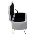 Grey Storage Ottoman Bench for End of Bed Gold Legs, Modern Grey Faux Fur Entryway Bench Upholstered Padded with Storage for Living Room Bedroom - Grand Goldman Shop