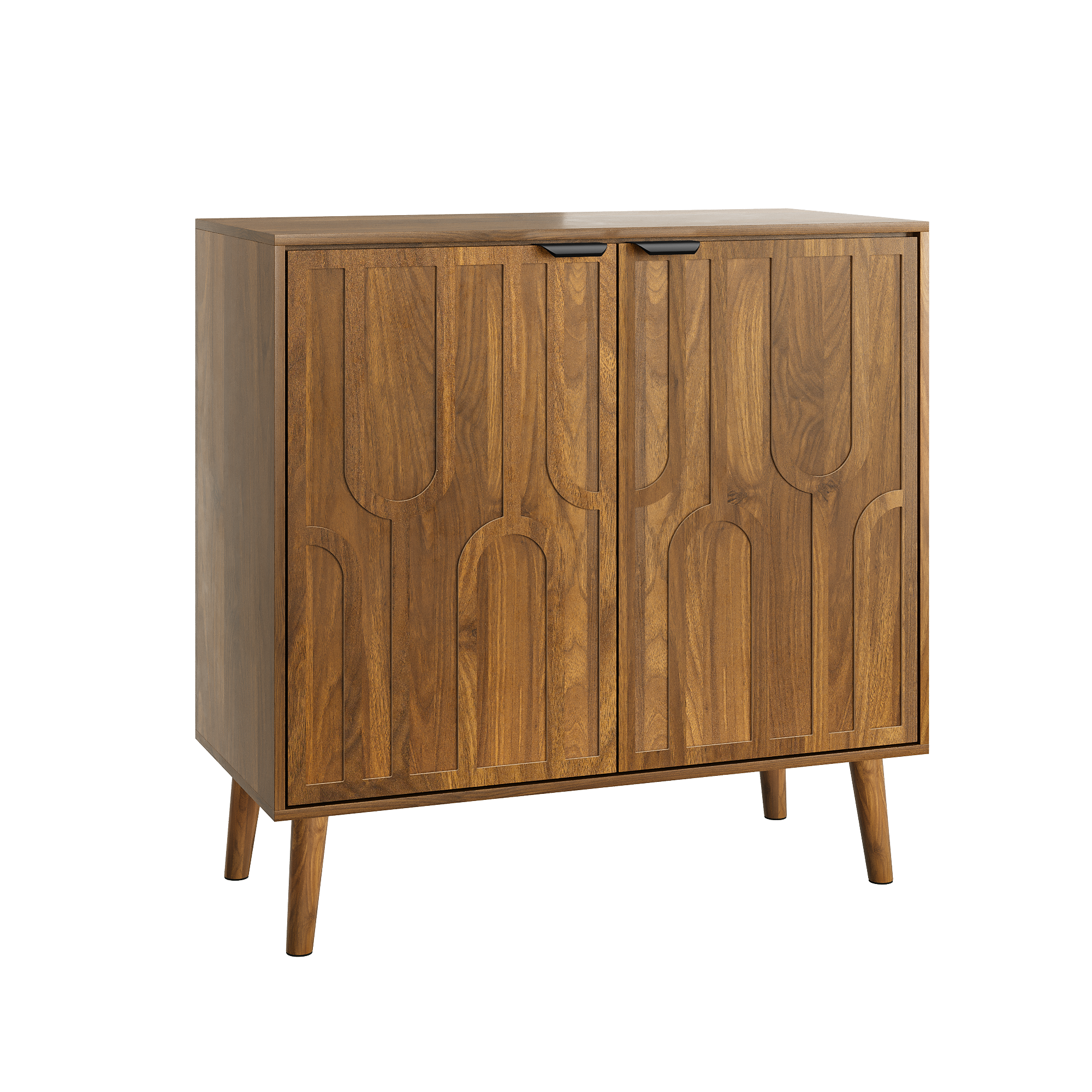 Farmhouse Style Sideboard Buffet Cabinet with Storage, Walnut Wood Coffee Bar Cabinet, 31.5' W - Grand Goldman Shop
