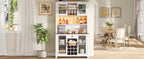 70.9' Kitchen Pantry Storage Cabinet Rustic Buffet Cabinet, Kitchen Hutch Cabinet with LED Outlets Food Pantry Cabinet with Doors and Shelves Wine Rack for Dining Room, White - Grand Goldman Shop