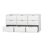 White 9 Drawer Dresser, 63' Large Deep Chest of Drawers, Wooden Dresser Storage Cabinet with 9 Drawers for Bedroom, Long Dressers for Living Room, Hallway - Grand Goldman Shop