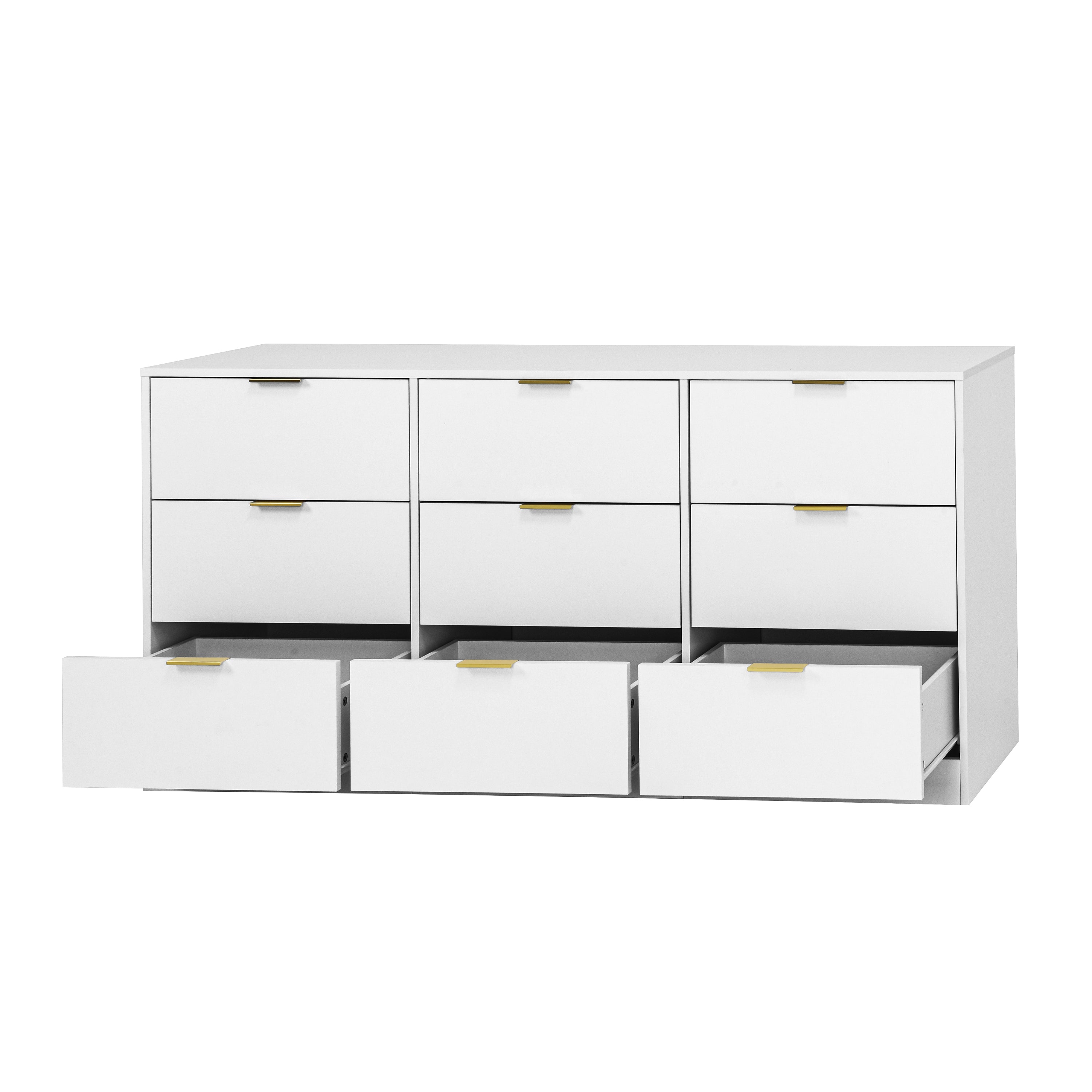 White 9 Drawer Dresser, 63' Large Deep Chest of Drawers, Wooden Dresser Storage Cabinet with 9 Drawers for Bedroom, Long Dressers for Living Room, Hallway - Grand Goldman Shop