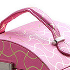 Travel Jewelry Case with 2 Drawer Storage and Wavy Textured Pattern, Pink - Grand Goldman Shop