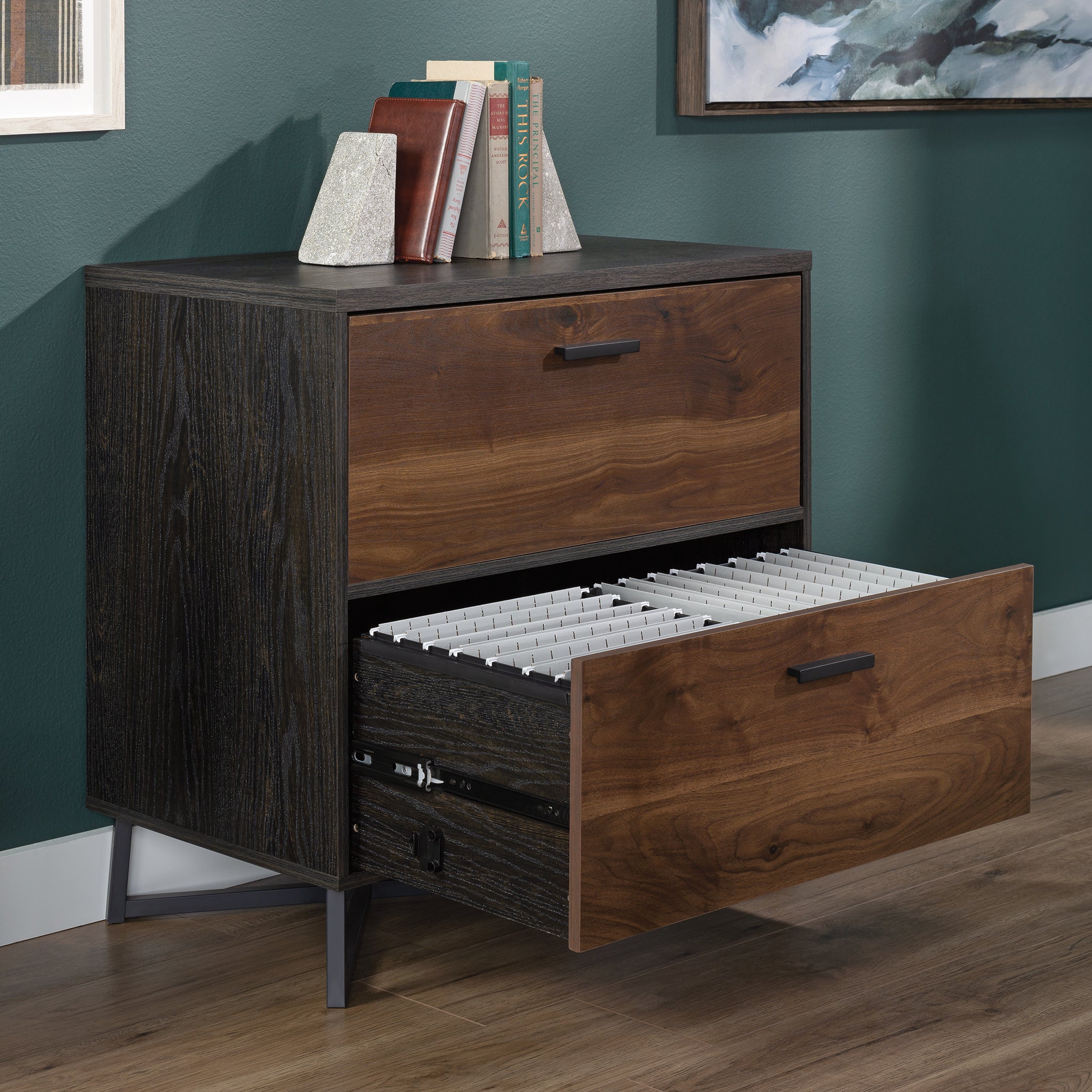 Lateral File with Modern Design, Dark Walnut finish | Premium Home Decor - Grand Goldman
