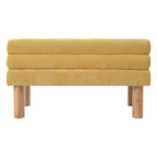 Upholstered Dining Bench, End of Bed, Entryway Bench, Ottoman for Dining Room, Bedroom, Living Room, Rubber Wood Leg 300 LBS Support, Yellow - Grand Goldman Shop