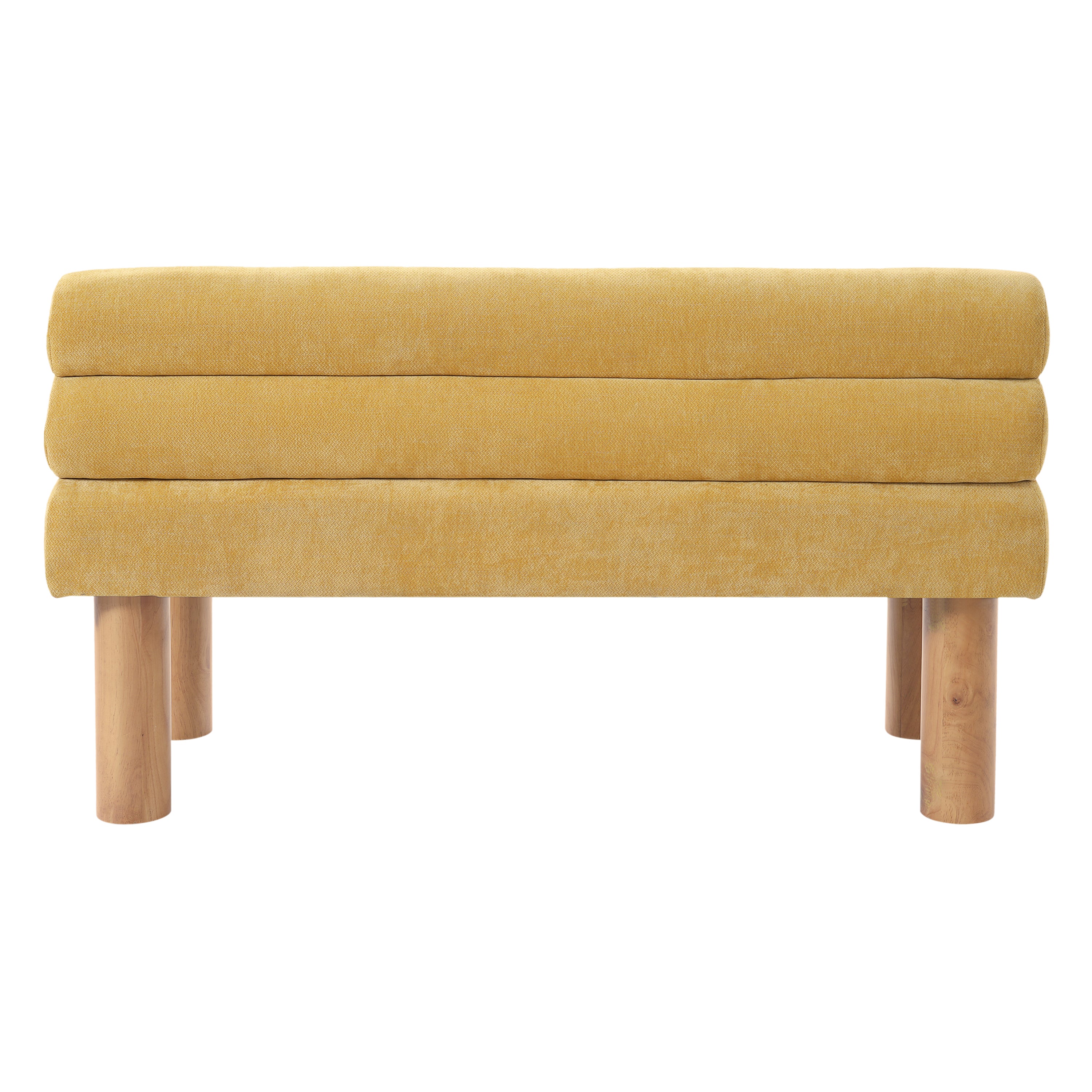 Upholstered Dining Bench, End of Bed, Entryway Bench, Ottoman for Dining Room, Bedroom, Living Room, Rubber Wood Leg 300 LBS Support, Yellow - Grand Goldman Shop