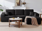 104' Cloud Sectional Sofa with L-Shape Chaise and Side Pockets , Modern Modular Design, Deep Seating, Upholstered Couch for Living Room/Bedroom, No Assembly Required (Plush Fabric), Black,Right - Grand Goldman Shop