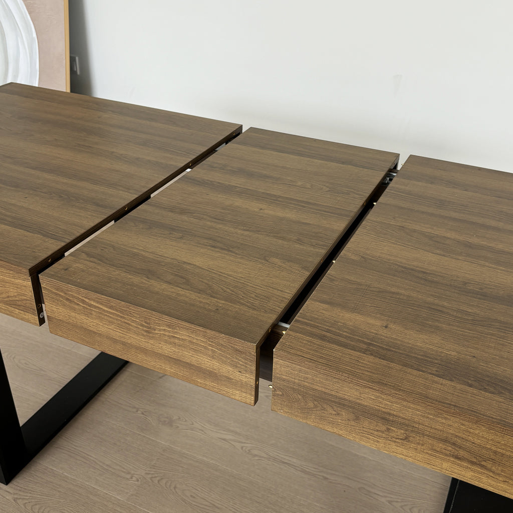 Rectangle extendable dining table for 6-10 people aged effect wood and black 160-200 cm - Grand Goldman Shop