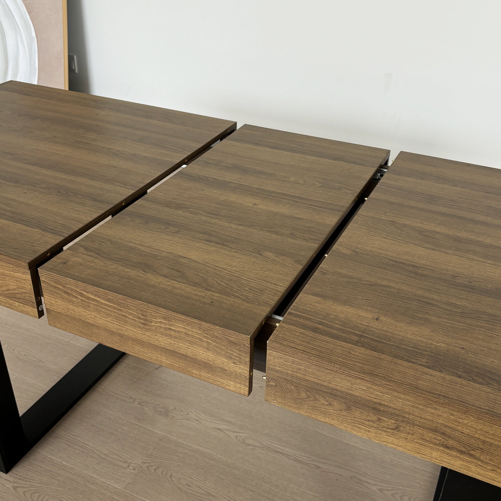Rectangle extendable dining table for 6-10 people aged effect wood and black 160-200 cm - Grand Goldman Shop