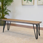 Aryven Industrial Wood Dining Bench, Rustic Dark Pine Finish - Grand Goldman Shop