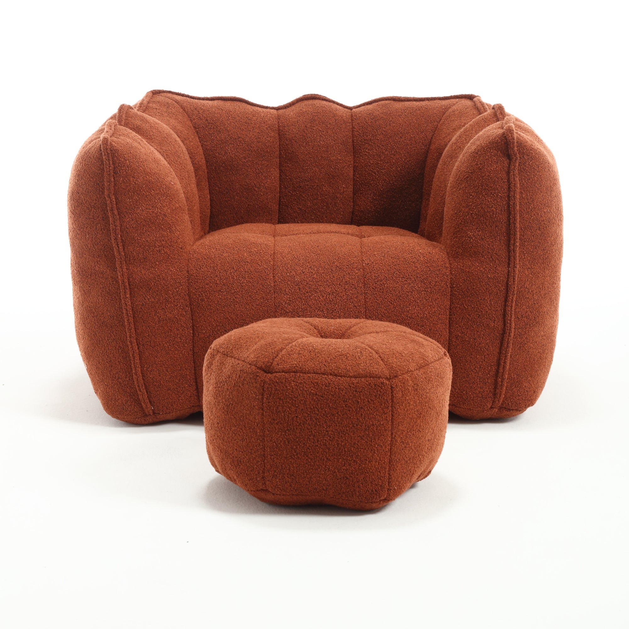 Soft Chenille Bean Bag Chair with High Resilient Foam for Living Room and Bedroom, Comfortable Square Lazy Sofa with Footstool for Adults - Grand Goldman Shop