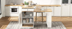 K&K 59.5' Kitchen Island with Extendable Dining Table, Kitchen Storage Table with Double-sided Storage, Kitchen Island with 2 Drawers, Power Outlet, Side Open Shelves, for Kitchen, Dining Room, White - Grand Goldman Shop