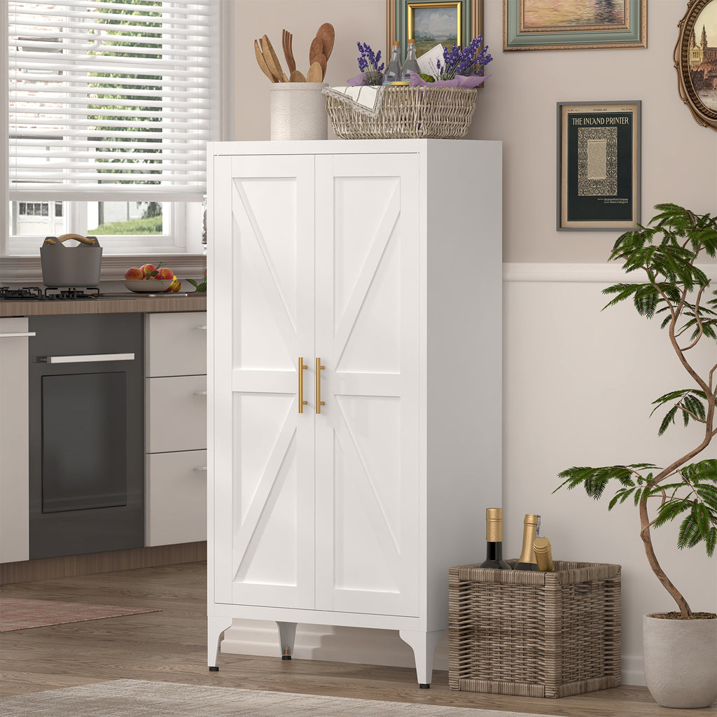 Metal Adjustable 2 Doors Metal Storage Cabinet Kitchen Pantry Cabinet With Adjustable Shelves all Steel Cabinet Locker For Ki