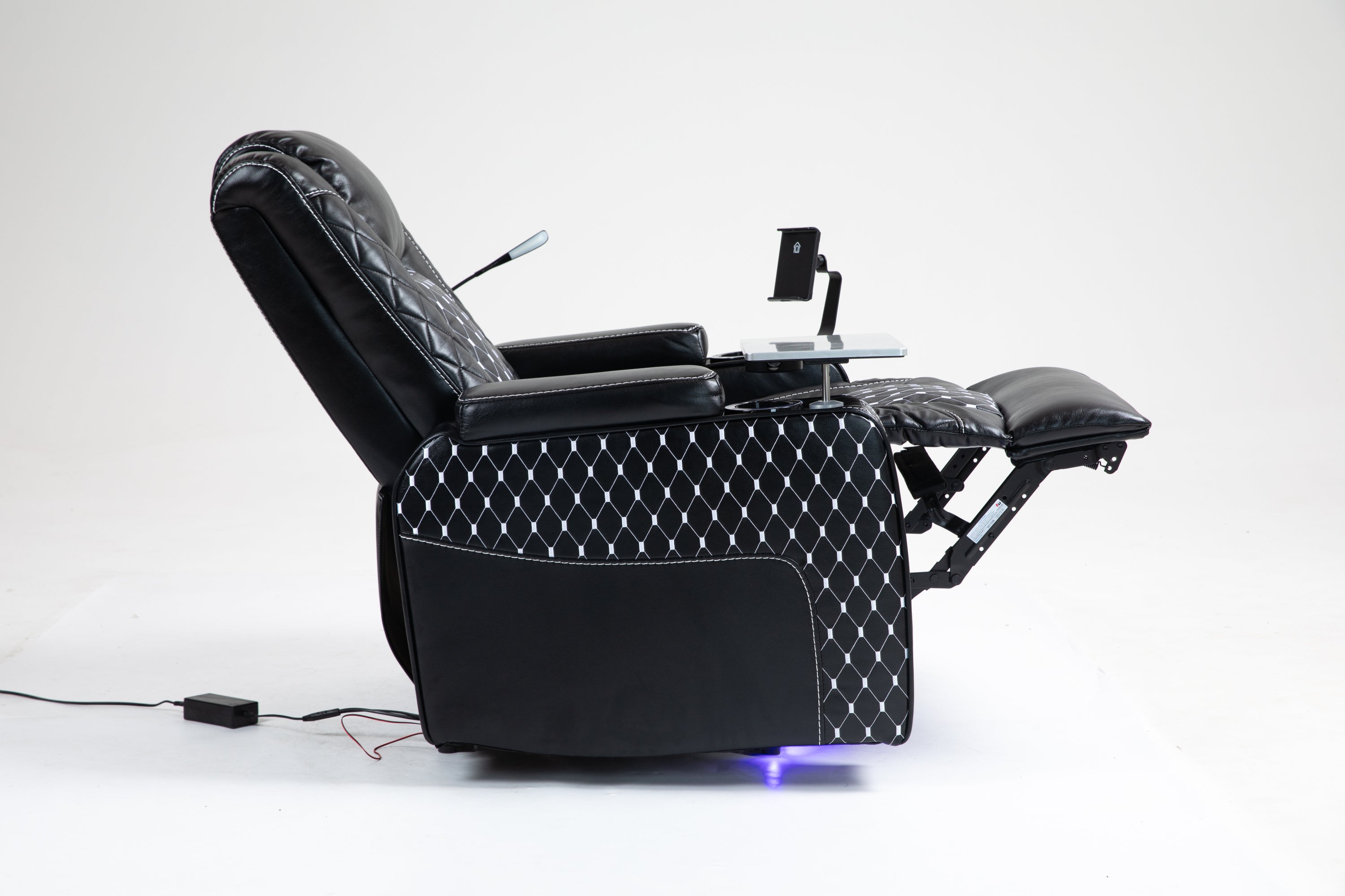 Power Zero Gravity Recliner with Multifunctional Features - Storage Armrest & Cup Holder - Laptop Table & Phone Holder- Reading Light & LED - Infinite Position Recline for Living Room & Office - Grand Goldman Shop