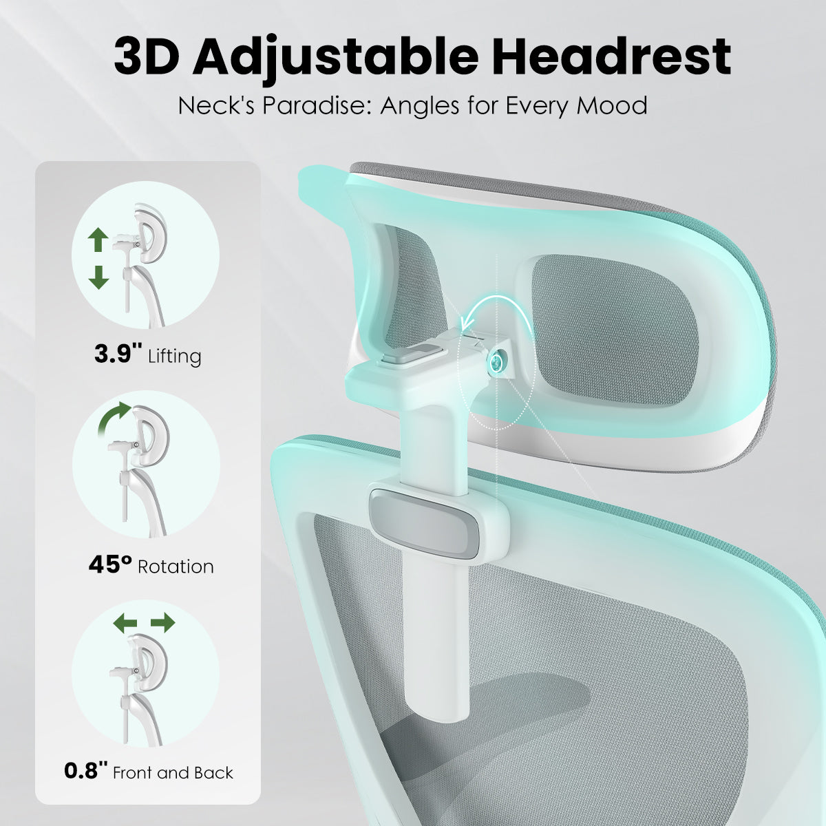 Ergonomic Office Chair, Home Office Desk Chair with Headrest, High Back Computer Chair with Armrests and Adjustable Lumbar Su