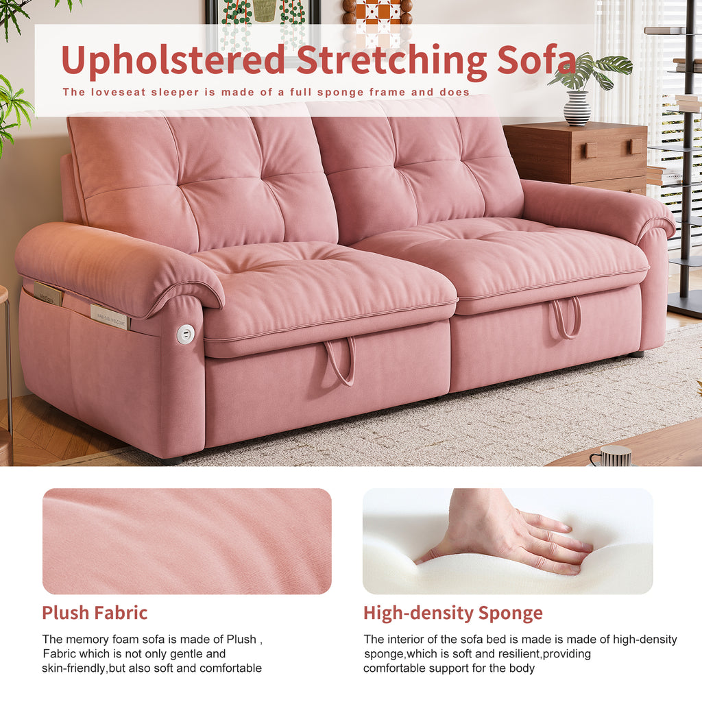 W3820S00026, a 77-inch convertible sofa bed, and a 2-in-1 piece suitable for both sitting and lying. Made of cloud-like fabric, it is applicable to living rooms, bedrooms and apart - Grand Goldman Shop