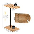 Couch Tray Table Bamboo Height Adjustable Side Table for Sofa C-shaped Oval End Tables with Slots for Bed & Chairs in Living Room & Bedroom (Oval + Rectangle) - Grand Goldman Shop