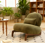 Cute Accent Chair with Solid Wood Legs, Velvet Living Room Chair with Soft Cushion, Cozy Bedroom Chair, Comfy Armless Reading Chair for Apartment, Waiting Room, Balcony (Green) - Grand Goldman Shop