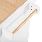 K&K Fluted Kitchen Island with Storage, 55.5' Kitchen Island with Drop Leaf, Power Outlet, 4 Doors and 3 Drawers, Rolling Island Table with Wood-grain Top, Curved Edge for Kitchen,Dining Room White - Grand Goldman Shop
