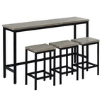 TOPMAX Counter Height Extra Long Dining Table Set with 3 Stools Pub Kitchen Set Side Table with Footrest, Gray - Grand Goldman Shop
