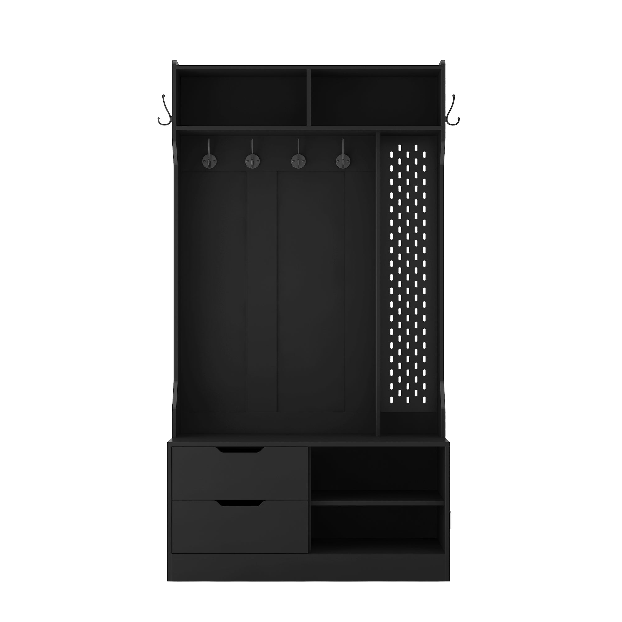 Hall Tree with 6 Hooks,Coat Hanger, Entryway Bench, Storage Bench,for Entrance, Hallwa,black - Grand Goldman Shop