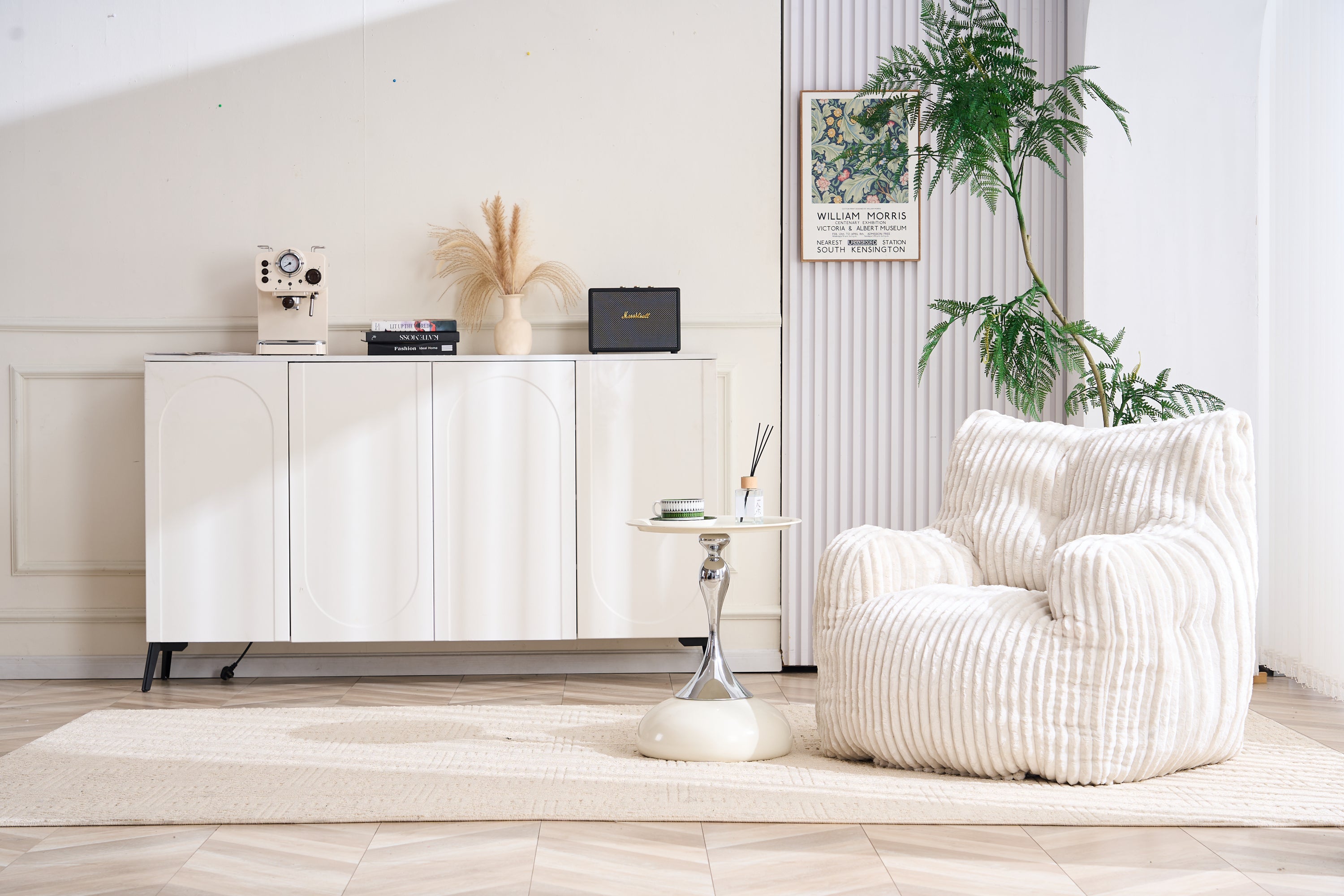 010-Soft Fluffy Corduroy Fabric Bean Bag Chair Filled With Memory Sponge,Beige - Grand Goldman Shop
