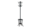 Coat Rack, Hall Tree, Free Standing, 8 Hooks, Entryway, 71'h, Umbrella Holder, Bedroom, Black Metal, Transitional - Grand Goldman Shop