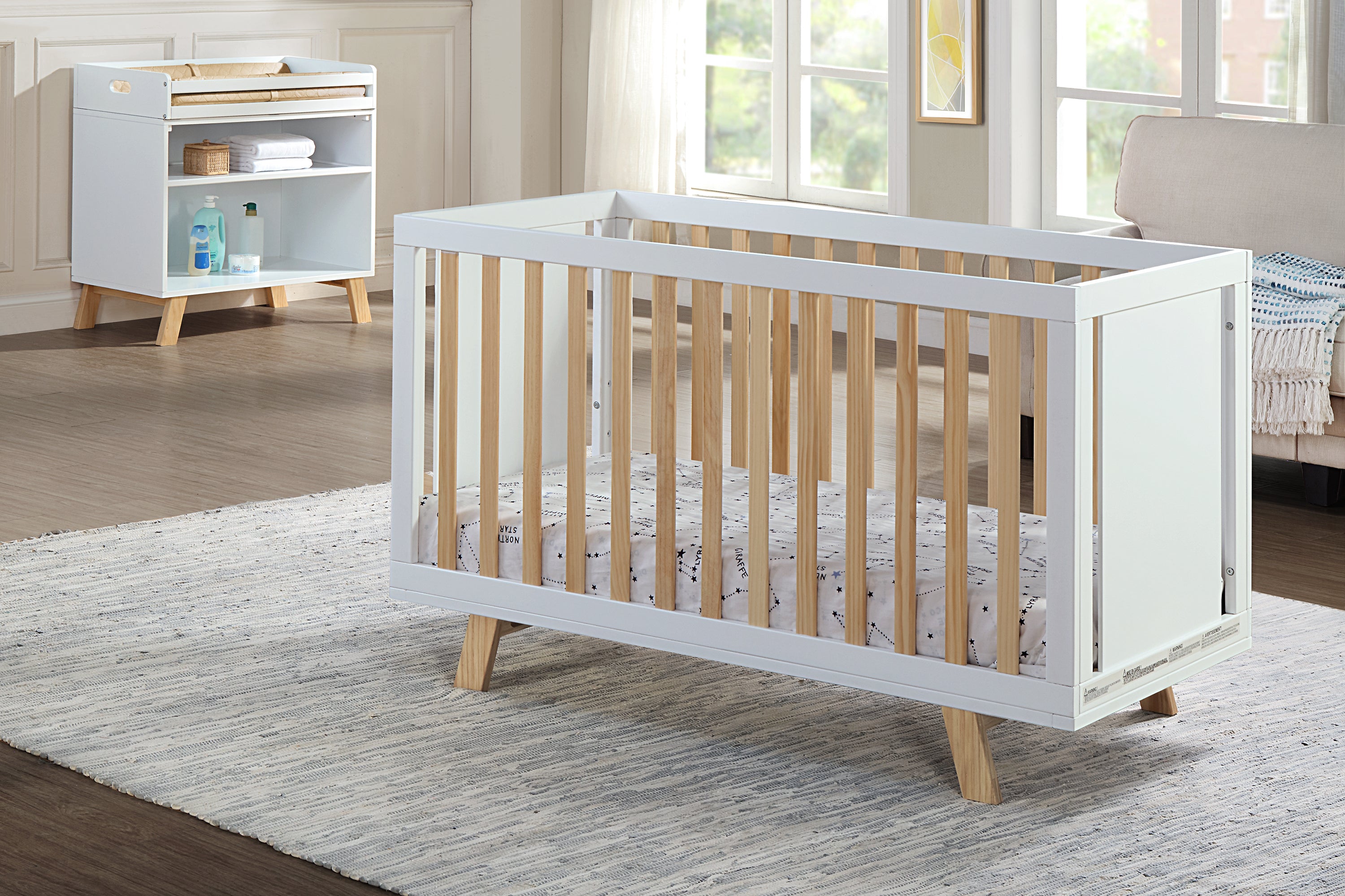 Livia Multi Purpose Changing Table White/Natural | Premium Home Decor - Grand Goldman