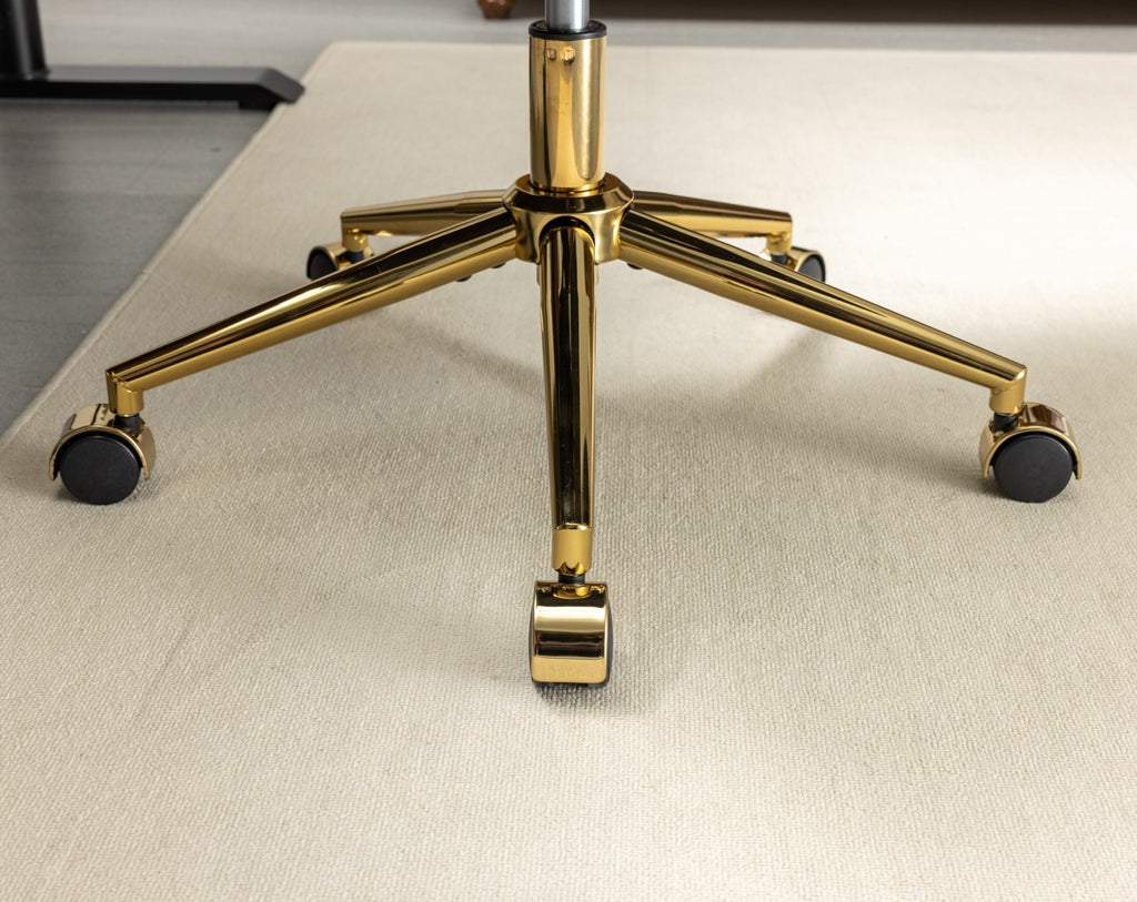 A&A Furniture Office Chair,Artificial rabbit hair Home Office Chair with Golden Metal Base,Adjustable Desk Chair Swivel Offic