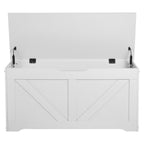 Kids Storage Bench, Wooden Toy Box Chest, Large Storage Cabinet with Safety Hinge, Toddlers Storage Bench for Playroom, Livin