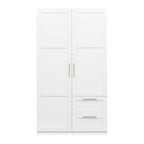 High wardrobe and kitchen cabinet with 2 doors, 2 drawers and 5 storage spaces,white - Grand Goldman Shop