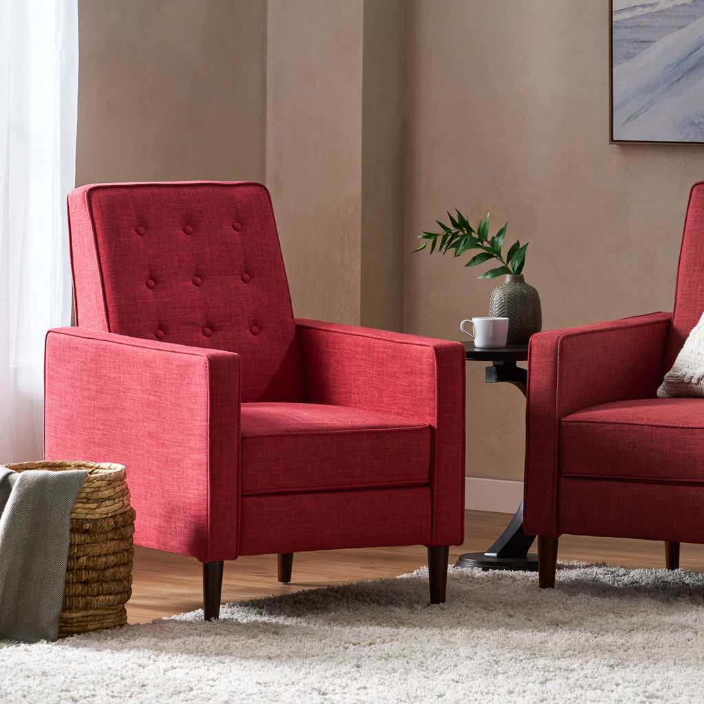 Macedonia Mid-Century Modern Button Tufted Fabric Recliner - Grand Goldman Shop