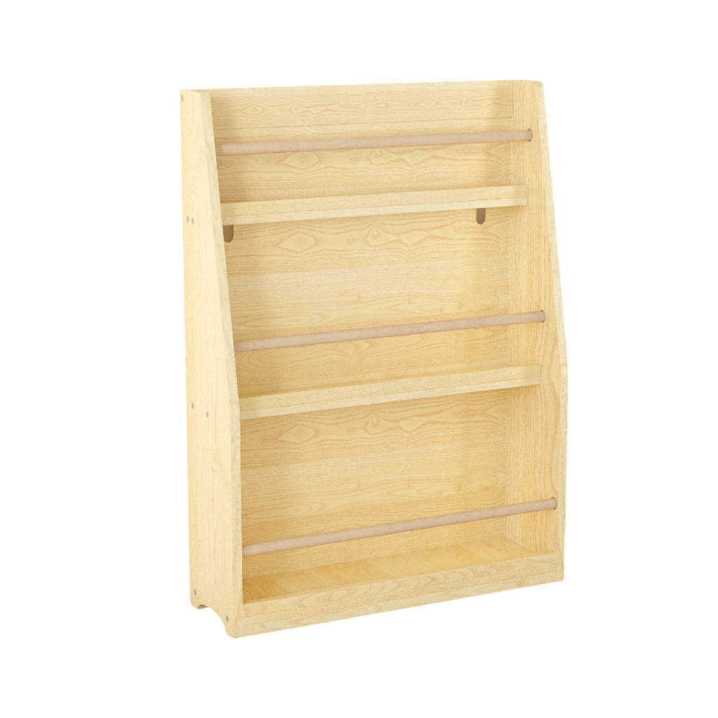 3 Tier Kids Book Shelf, Natural Finish MDF & Pine Wood Storage Rack for Playrooms, Bedrooms, and Classrooms - Grand Goldman