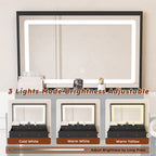 Modern Black Makeup Vanity Set with Power Outlet, Hair Dryer Holder, and Adjustable Lighting - Grand Goldman Shop
