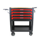 Stylish 4 Drawers Multifunctional Tool Cart With Wheels And Wooden Top - Available at Grand Goldman