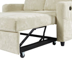 Modern 53.9' Loveseat Pull-out Sofa Bed with Adjustable Backrest, Cup Holders, Charging Ports & Side Storage in Beige Chenille - Grand Goldman Shop
