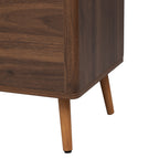 Mid Century TV Stand with 2 Drawers, Media Console Table for TVs up to 80'', Walnut Finish Solid Wood and MDF Entertainment Center for Living Room, Bedroom, Home Theatre - Grand Goldman Shop