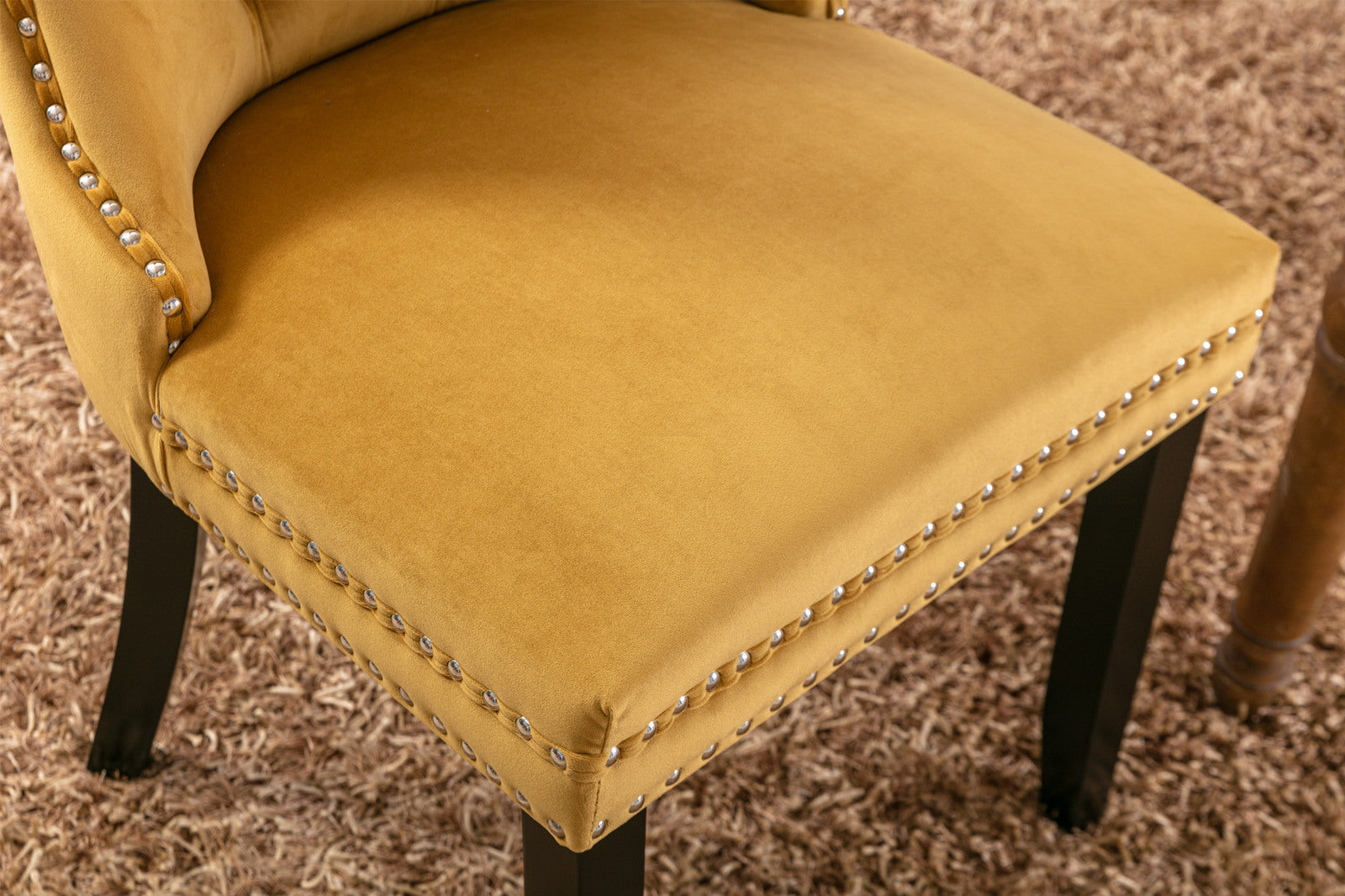 Nikki Collection Modern, High-end Tufted Solid Wood Contemporary Velvet Upholstered Dining Chair with Wood Legs Nailhead Trim 2-Pcs Set,Gloden, SW2001GL - Grand Goldman Shop