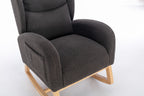 049-Teddy Fabric Rocking Chair With Packet Wood Legs,Dark Gray - Grand Goldman Shop