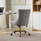 A&A Furniture Office Chair,Modern Velvet Upholstered Tufted Button Home Office Chair with Golden Metal Base,Adjustable Desk C