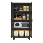61'' 2 Shapely Doors Cabinet, Metal Storage Cabinet with Doors and Adjustable Shelves, for Bedroom, Living Room(Black) - Grand Goldman Shop
