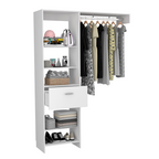 Manchester 150 Closet System, Metal Rod, Five Open Shelves, One Drawer -White - Grand Goldman Shop