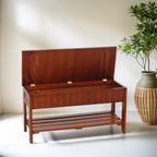 Quality Solid Wood Shoe Bench with Storage, Cherry - Grand Goldman Shop