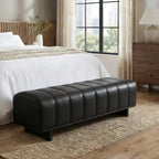 Indoor Dining Bench with Black PU Fabric Upholstery and Rubber Wood Legs, Comfortable Seating for Dining Room or Living Area - Grand Goldman Shop