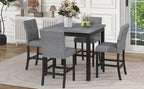 TOPMAX 5-Piece Counter Height Dining Set Wood Square Dining Room Table and Chairs Stools w/Footrest & 4 Upholstered high-back Chairs,Black - Grand Goldman Shop