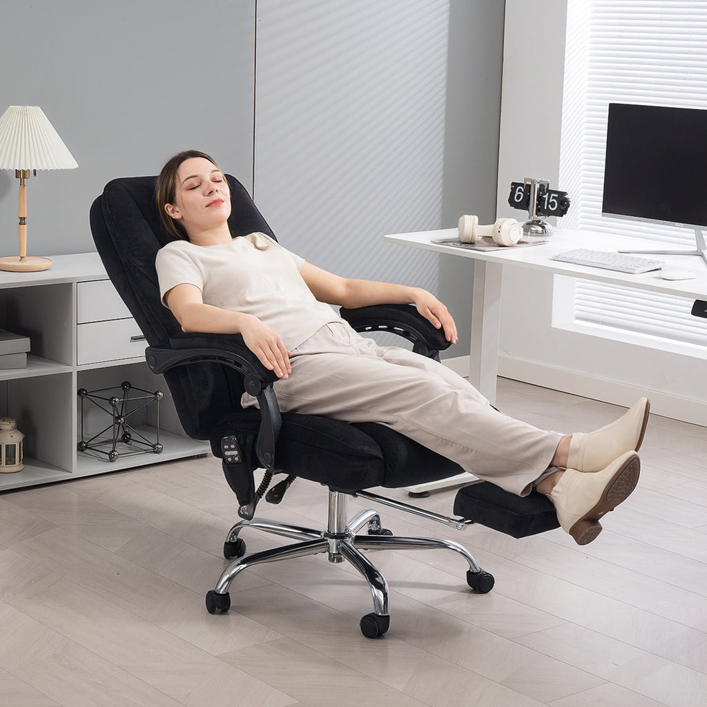 Vinsetto Executive Massage Office Chair, Heated Computer Desk Chair with Adjustable Height and Footrest, Black - Grand Goldma