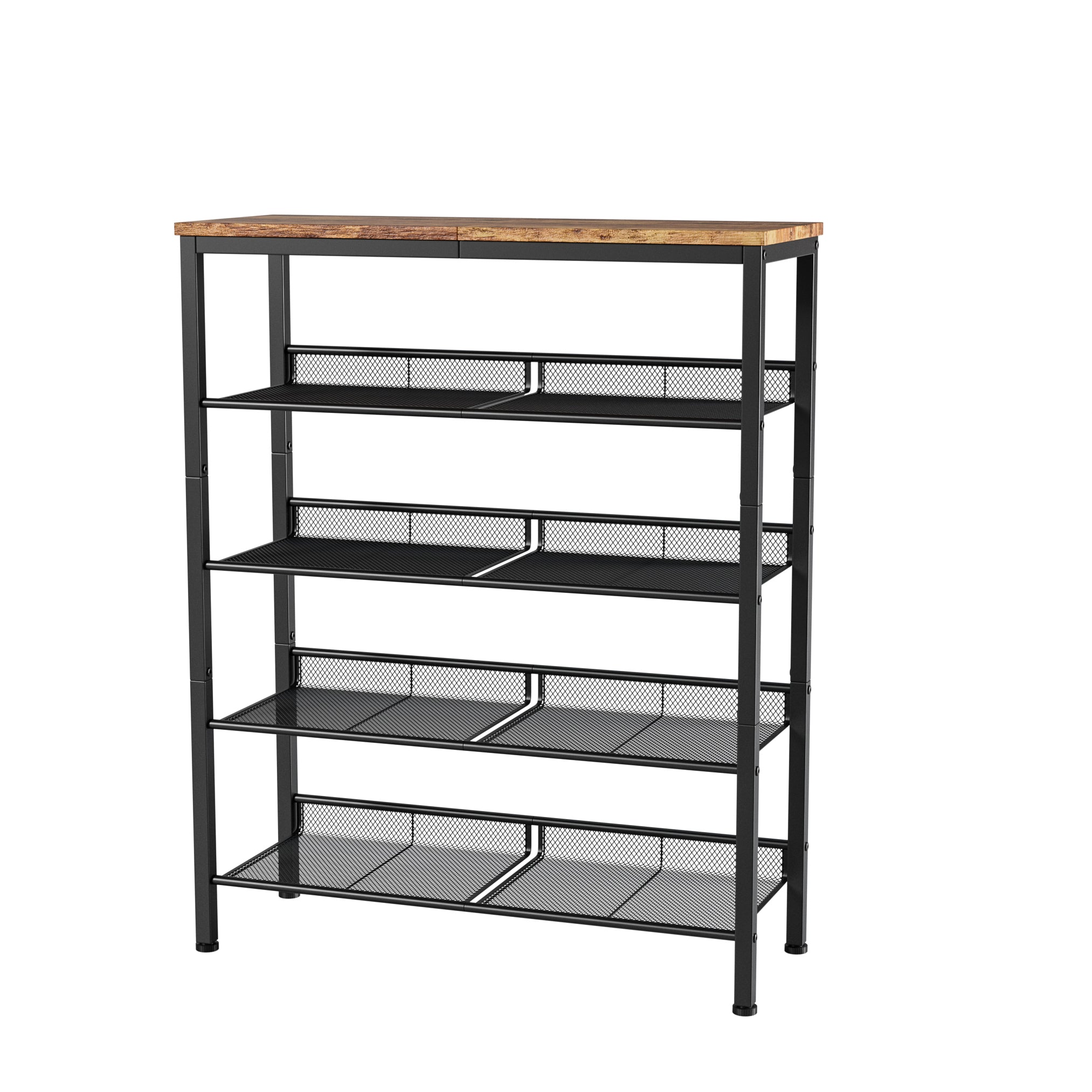 Industrial shoe rack, adjustable country style 5-layer shoe rack storage rack, with 4 mesh shelves, suitable for entrance, living room, bedroom and porch - Grand Goldman Shop