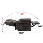 Power Lift Recliner Chair Heat Massage Dual Motor Infinite Position Up to 350 LBS, Genuine Leather, Heavy Duty Motion Mechanism with USB Ports, Brown - Grand Goldman Shop